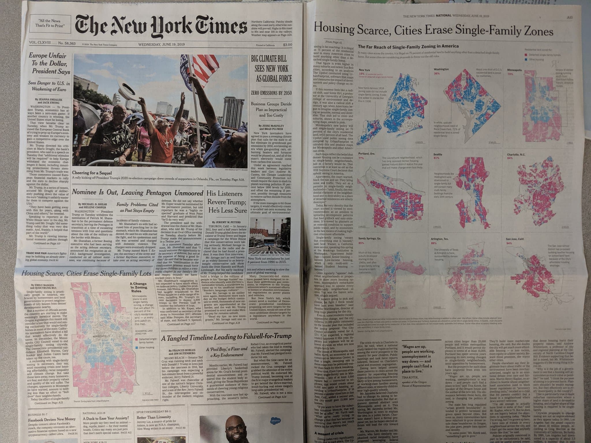 New York Times Homepage June 19, 2019